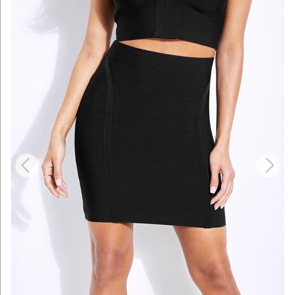 Guess ottoman stitch bandage skirt in black